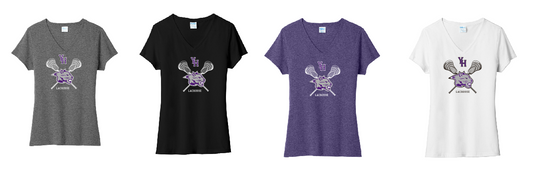 Young Harris Women's Tri-Blend V-Neck Tee - Design 1
